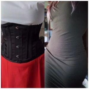 Under-bust waist bustier corset large black